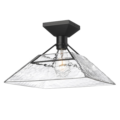 Kepler Semi-Flush in Matte Black with Water Glass Shade