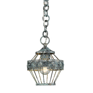 Ferris 1 Light Semi-Flush in Blue Verde Patina
