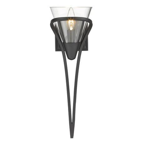 Olympia 1 Light Wall Sconce in Matte Black with Clear Glass Shade