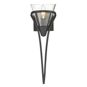 Olympia 1 Light Wall Sconce in Matte Black with Clear Glass Shade