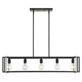 Tribeca Linear Pendant in Matte Black with Pewter Accents