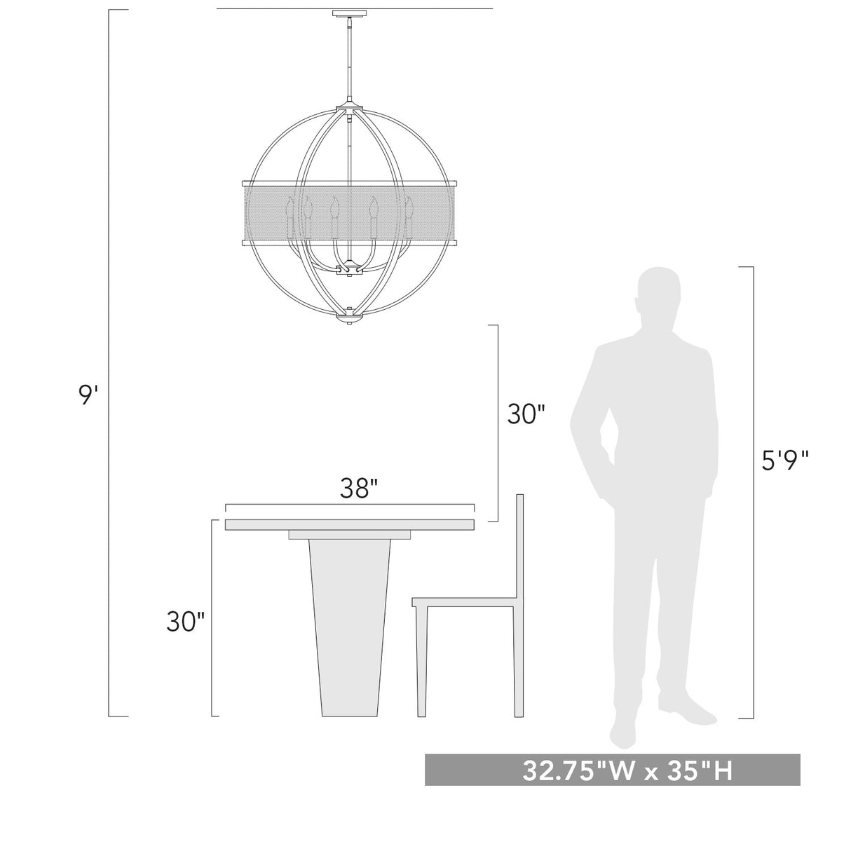 Colson EB 9 Light Chandelier (with shade) in Etruscan Bronze