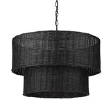 Erma 6 Light Chandelier in Matte Black and Black Wicker
