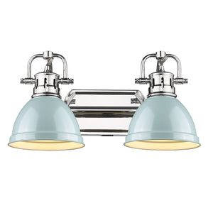 Duncan 2 Light Bath Vanity in Chrome with Seafoam Shades