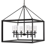 Smyth 6 Light Chandelier in Matte Black with Clear Glass Shades