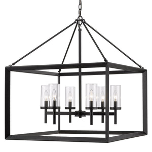 Smyth 6 Light Chandelier in Matte Black with Clear Glass Shades