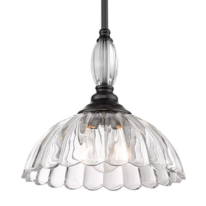 Audra 1 Light Pendant in Matte Black with Clear Glass Shade