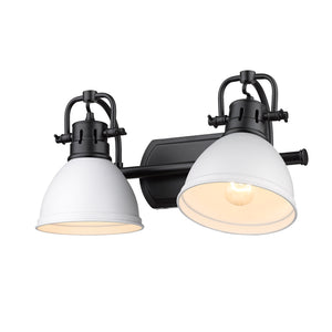Duncan 2 Light Bath Vanity in Matte Black with Matte White Shades
