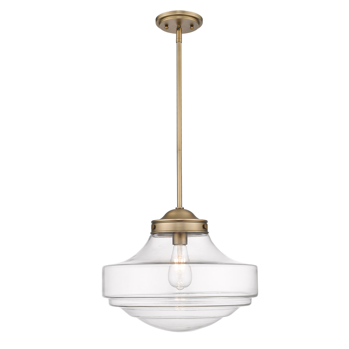 Ingalls Large Pendant in Modern Brass and Clear Glass Shade