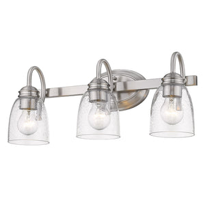 Parrish 3 Light Bath Vanity in Pewter with Seeded Glass