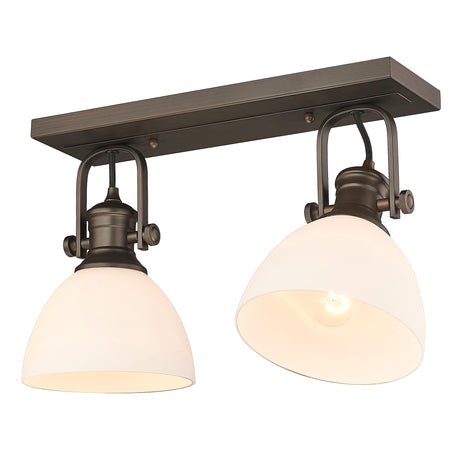 Hines 2-Light Semi-Flush in Rubbed Bronze with Opal Glass