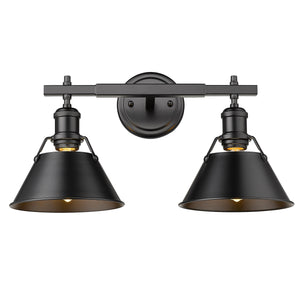 Orwell BLK 2 Light Bath Vanity in Matte Black with Matte Black Shade