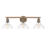 Carver 3 Light Bath Vanity in Copper Patina with Clear Glass Shade