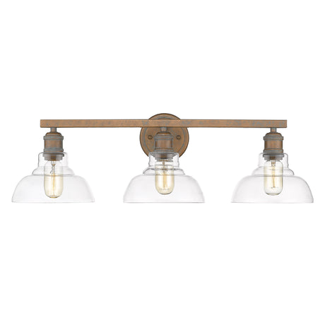 Carver 3 Light Bath Vanity in Copper Patina with Clear Glass Shade