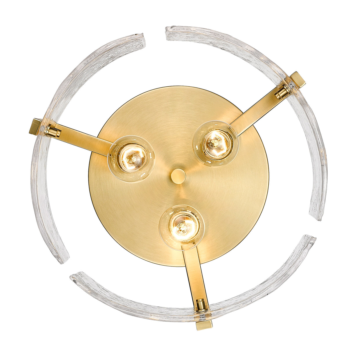 Aenon 3-Light Flush Mount in Brushed Champagne Bronze with Hammered Water Glass Shade