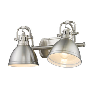 Duncan 2 Light Bath Vanity in Pewter with Pewter Shades
