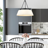Penn 6 Light Chandelier in Matte Black with Modern White Shade