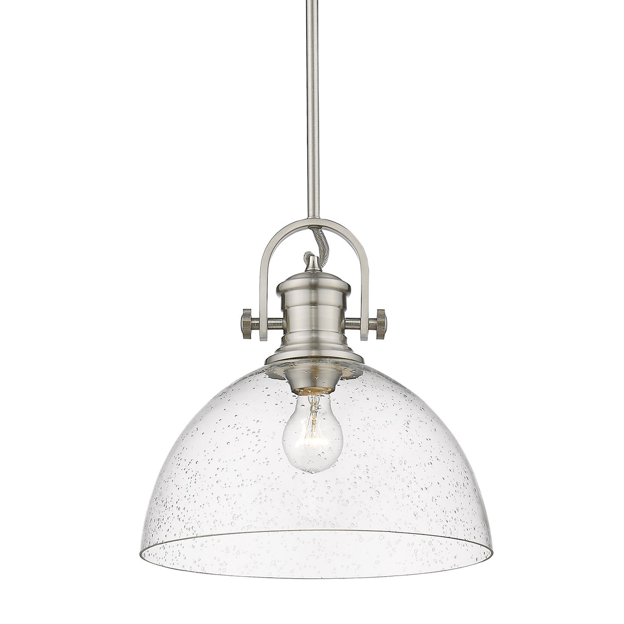 Hines 1-Light Pendant in Pewter with Seeded Glass