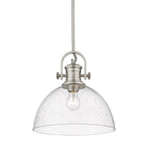 Hines 1-Light Pendant in Pewter with Seeded Glass