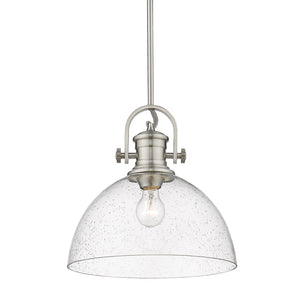 Hines 1-Light Pendant in Pewter with Seeded Glass