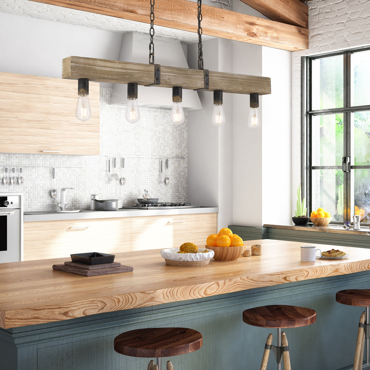 Garrett Linear Pendant in Antique Black Iron