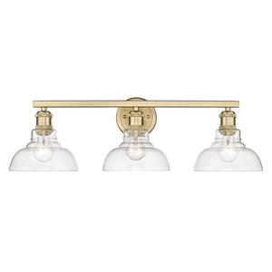 Carver BCB 3 Light Bath Vanity in Brushed Champagne Bronze with Clear Glass Shade