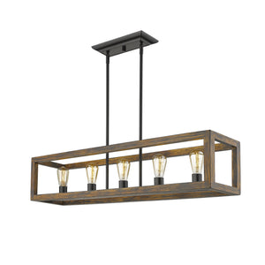 Sutton 5 Light Linear Pendant in Matte Black