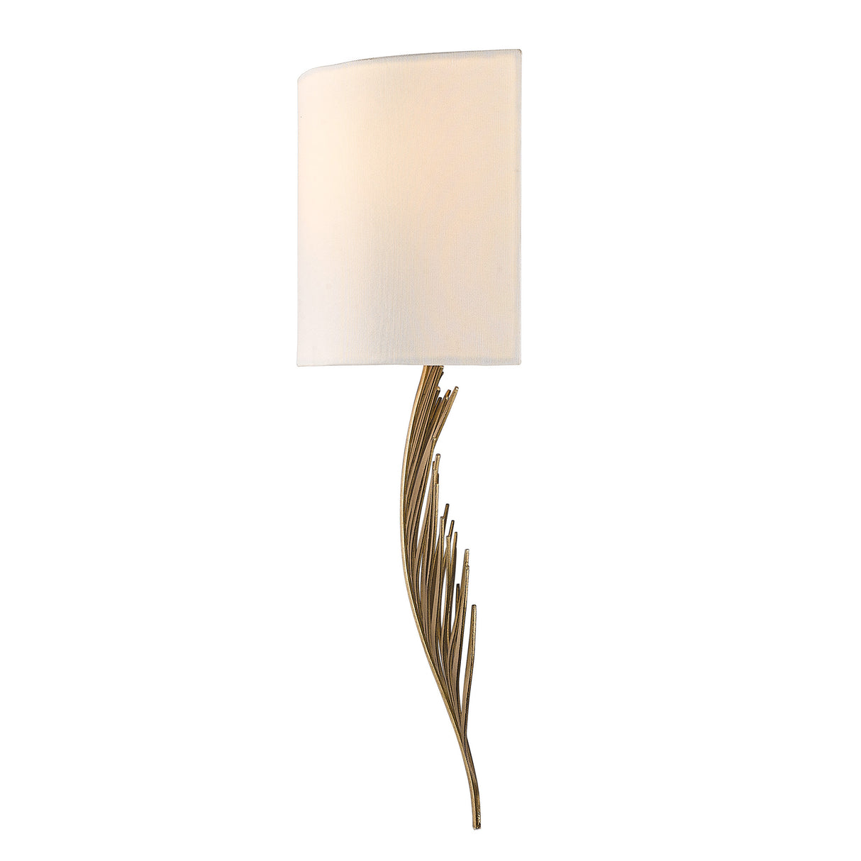 Cay 2 Light Wall Sconce in Vintage Fired Gold with Ivory Linen Shade