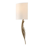 Cay 2 Light Wall Sconce in Vintage Fired Gold with Ivory Linen Shade