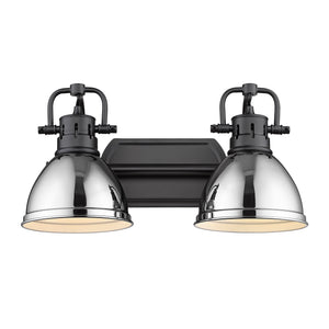 Duncan 2 Light Bath Vanity in Matte Black with Matte Black Shades