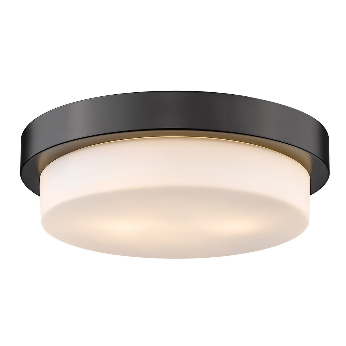 Multi-Family 13" Flush Mount in Matte Black with Opal Glass