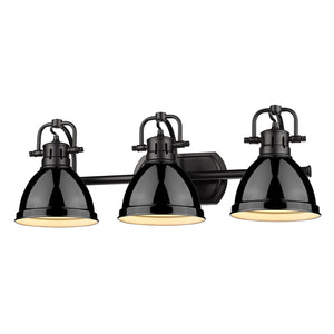 Duncan 3 Light Bath Vanity in Matte Black with a Black Shade