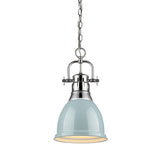 Duncan Small Pendant with Chain in Chrome with a Seafoam Shade