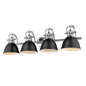 Duncan CH 4 Light Bath Vanity in Chrome with Matte Black Shades