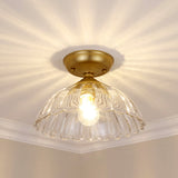 Audra BCB Semi-Flush in Brushed Champagne Bronze with Clear Glass Shade