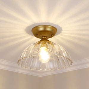 Audra BCB Semi-Flush in Brushed Champagne Bronze with Clear Glass Shade