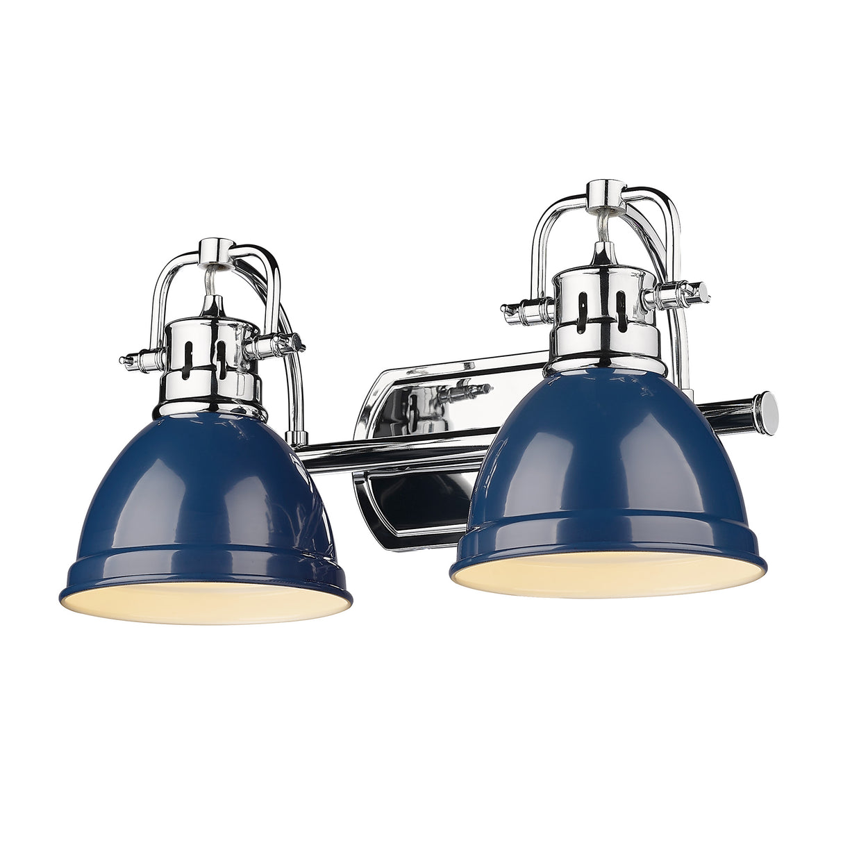 Duncan CH 2 Light Bath Vanity in Chrome with Navy Blue Shade