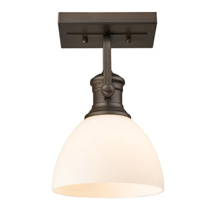 Hines 1-Light Bath Vanity in Rubbed Bronze with Opal Glass