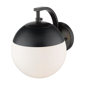 Dixon Sconce in Matte Black with Opal Glass and Matte Black Cap