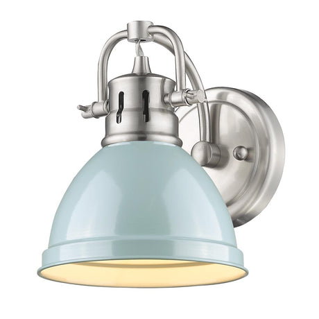 Duncan 1 Light Bath Vanity in Pewter with a Seafoam Shade