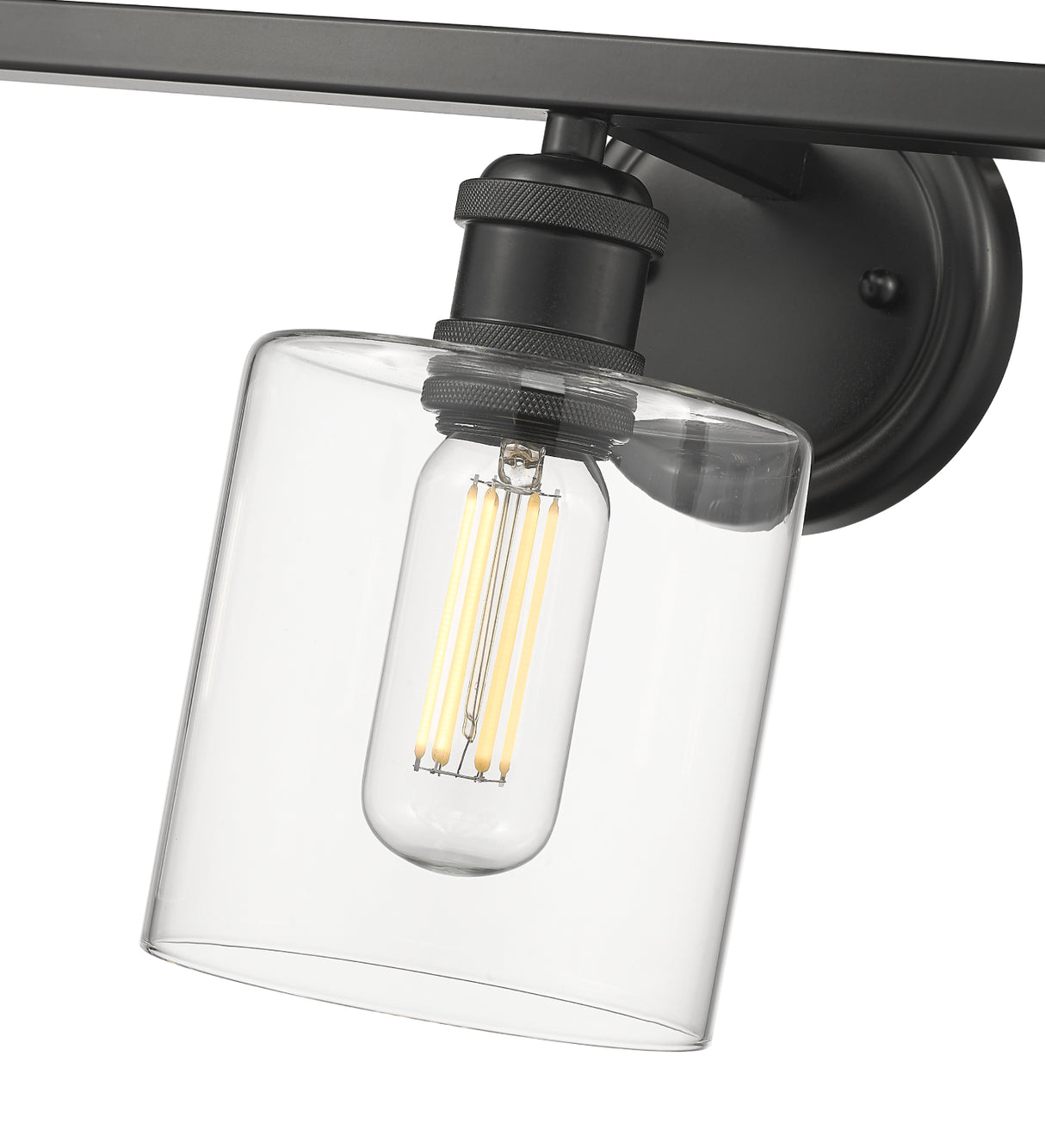 Fisher 3-Light Bath Vanity in Matte Black with Clear Glass Shades