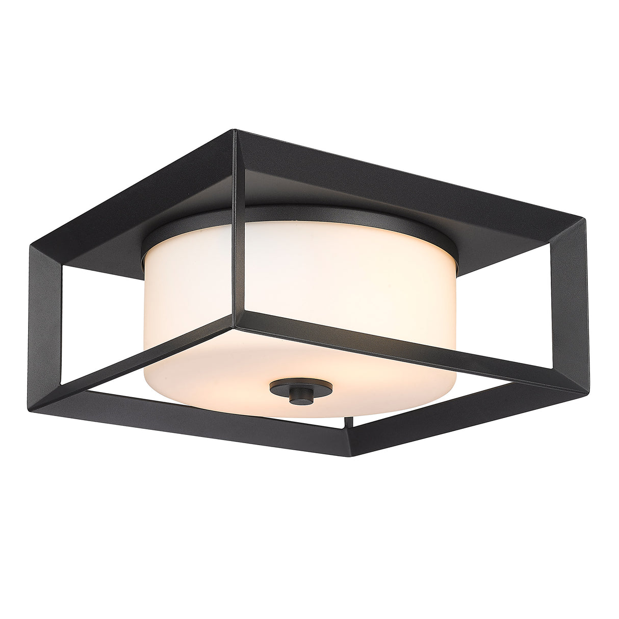 Smyth Outdoor Flush Mount in Natural Black with Opal Glass