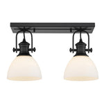 Hines 2-Light Bath Vanity in Matte Black with Opal Glass