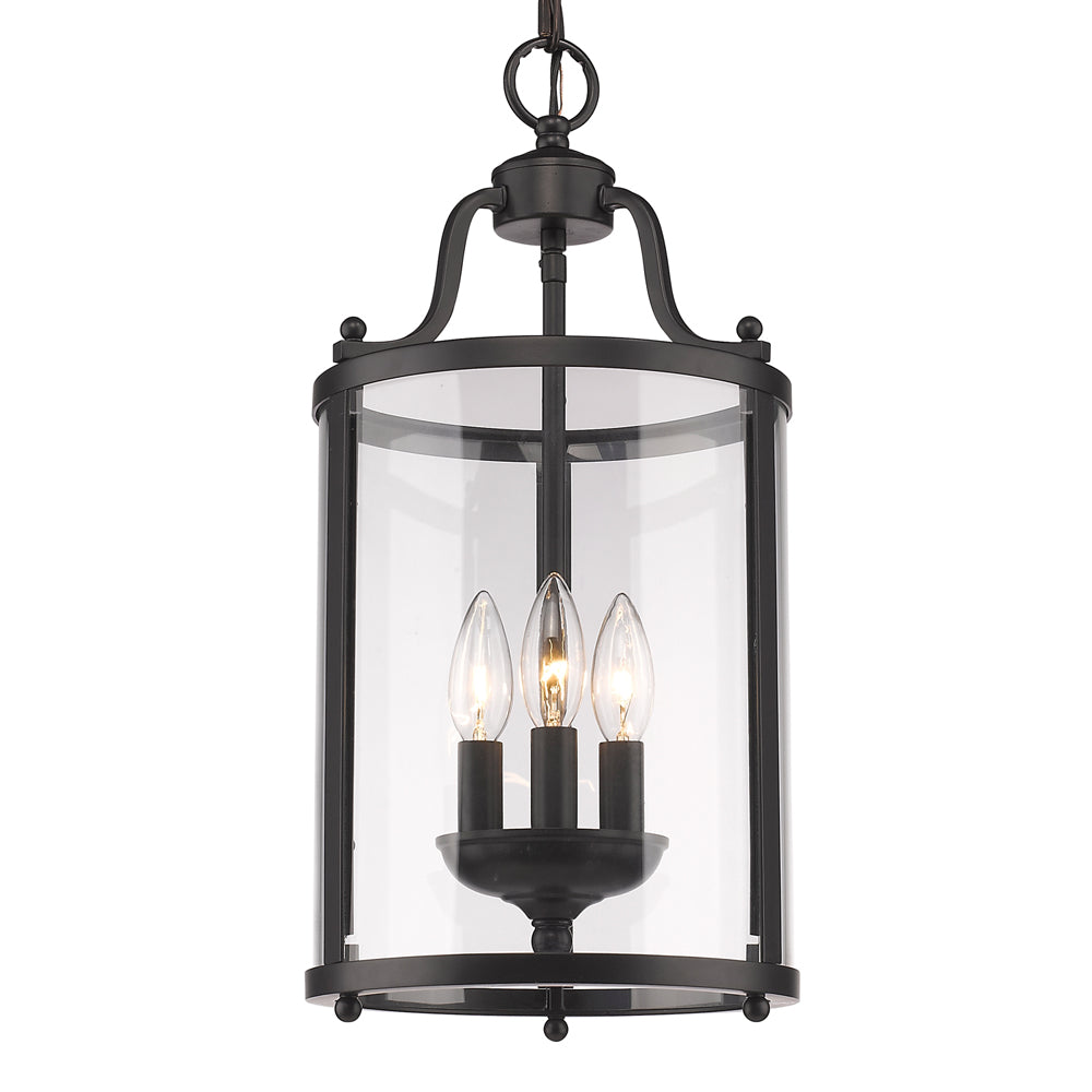 Payton 3-Light Pendant in Matte Black with Clear Glass