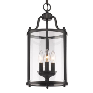 Payton 3-Light Pendant in Matte Black with Clear Glass