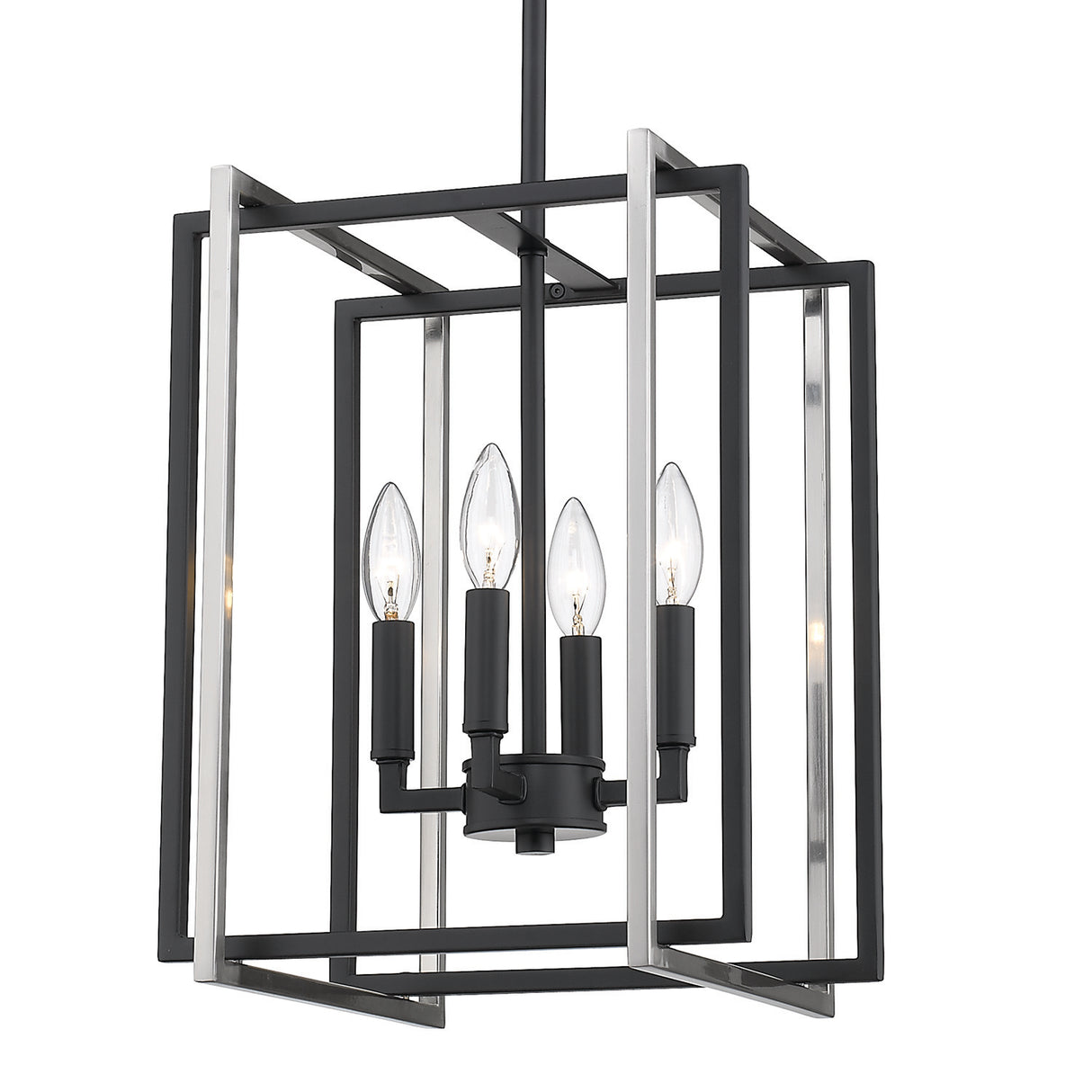 Tribeca 4-Light Chandelier in Matte Black with Pewter Accents