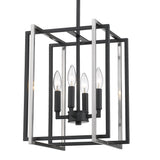 Tribeca 4-Light Chandelier in Matte Black with Pewter Accents