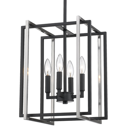 Tribeca 4-Light Chandelier in Matte Black with Pewter Accents
