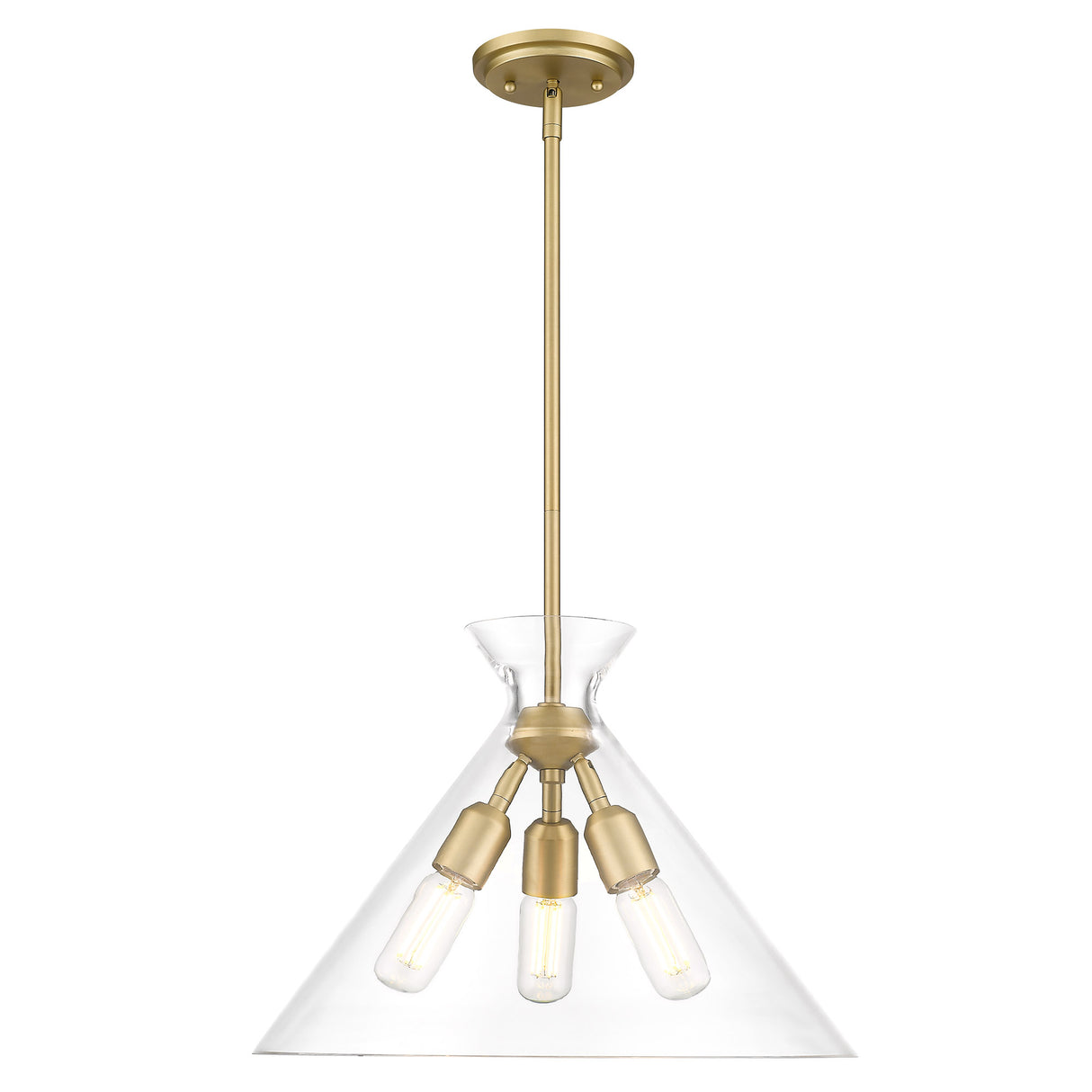 Malta 3 Light Pendant in Brushed Champagne Bronze with Clear Glass Shade