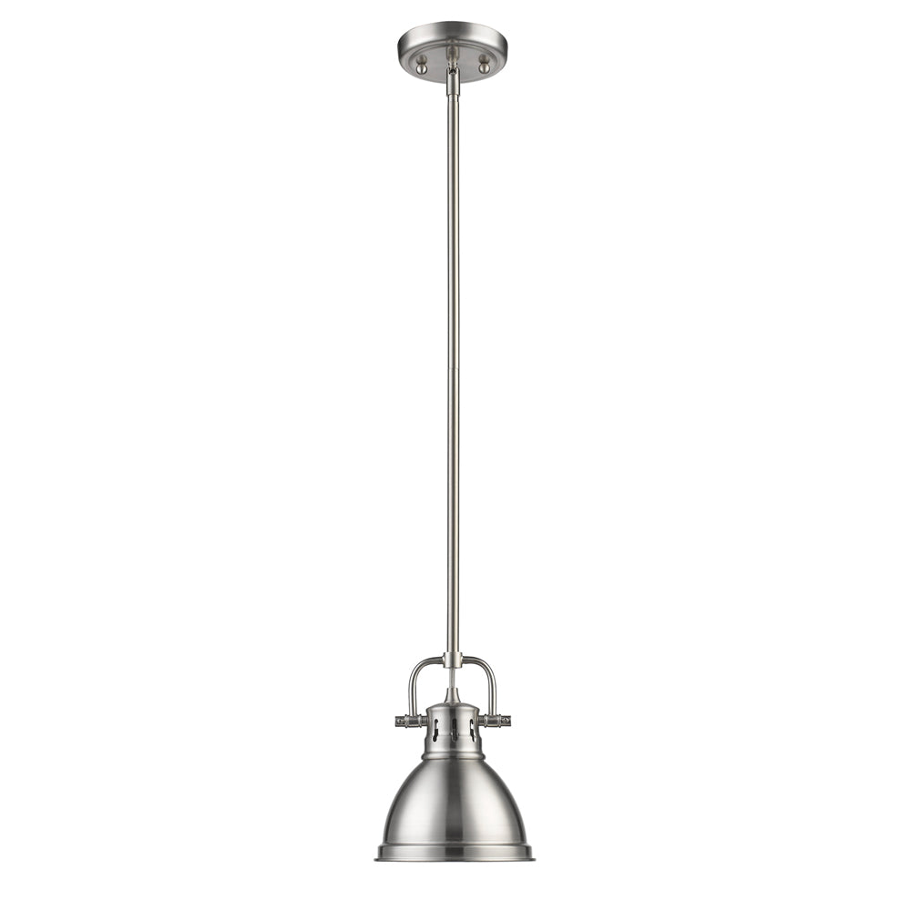 Duncan Mini Pendant with Rod in Pewter with a Pewter Shade